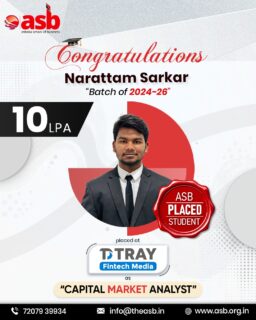 🎉 Big Congratulations to Narattam Sarkar (Batch 2024–26)!

We’re thrilled to celebrate yet another proud moment for Ashoka School of Business! 🌟

Narattam has successfully secured a 10 LPA placement at DTRAY Fintech Media as a Capital Market Analyst 📈💼

Your hard work, discipline, and dedication have truly paid off.
Wishing you immense success as you begin this exciting new chapter! 🚀🔥

ASB is proud of you! 🙌💙

📞 72079 39934 | 📧 info@theasb.in
🌐 www.asb.org.in
📍 NH65, near Ramoji Film City, Toopranpet, Hyderabad, Telangana 508252

#AshokaSchoolOfBusiness #PlacementSuccess #ProudMoment #CapitalMarketAnalyst  #CareerLaunch #FintechIndustry #StudentSuccess #ASBPlacements