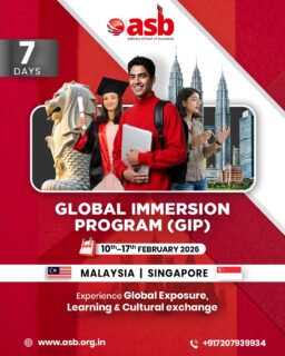 6 Days to Go! ✈️

The countdown is officially on! In just six days, our students head out for the Global Immersion Program (GIP) to explore the vibrant business landscapes of Malaysia and Singapore. 🇲🇾🇸🇬

Get ready for 7 days of:

🌍 Global business exposure

🎓 Transformative learning

🤝 Meaningful cultural exchange

The world is our classroom, and we’re about to step inside. Stay tuned for live updates from the journey!

📞 72079 39934 | 📧 info@theasb.in
🌐 www.asb.org.in
📍 NH65, near Ramoji Film City, Toopranpet, Hyderabad, Telangana 508252

#ASB #GlobalImmersion #GIP2026 #BusinessSchool #Malaysia #Singapore #GlobalExposure #6DaysToGo #FutureLeaders