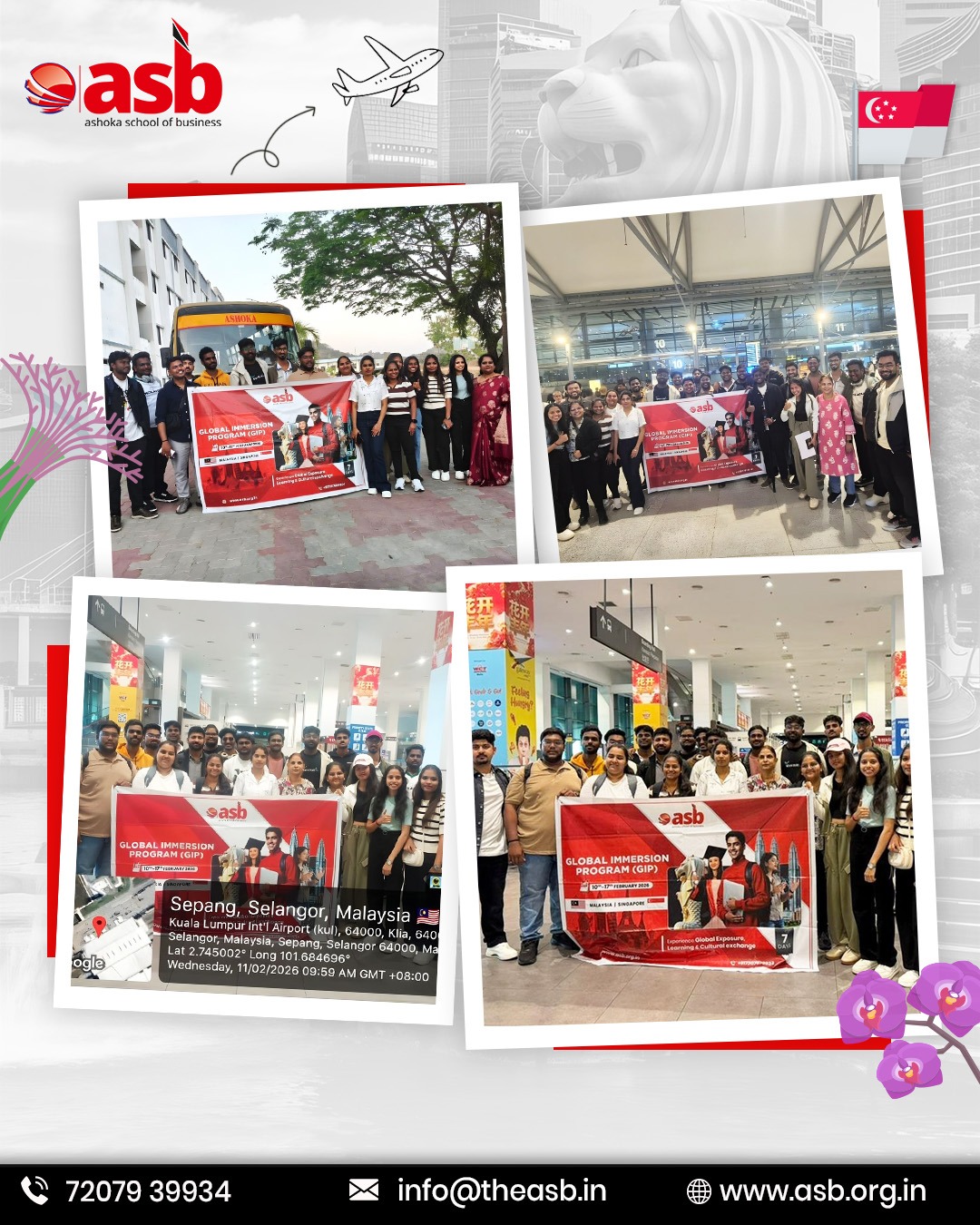 🌏 Global Immersion Program | 2024 - 2026 Batch ✈️

ASB students are all set to explore, learn, and lead on a global stage! 🌟 This year, our bright minds are experiencing Malaysia – a journey filled with culture, innovation, and unforgettable memories. 🚀💡

Learning knows no boundaries – and neither do we! 🌐✨

📞 72079 39934 | 📧 info@theasb.in
🌐 www.asb.org.in
📍 NH65, near Ramoji Film City, Toopranpet, Hyderabad, Telangana 508252

#ASB #GlobalImmersionProgram #FutureLeaders #MalaysiaAdventures #GlobalExposure #StudentLife #InnovationAbroad #LeadershipGoals #CulturalJourney #ASBStudents #LearningBeyondBorders