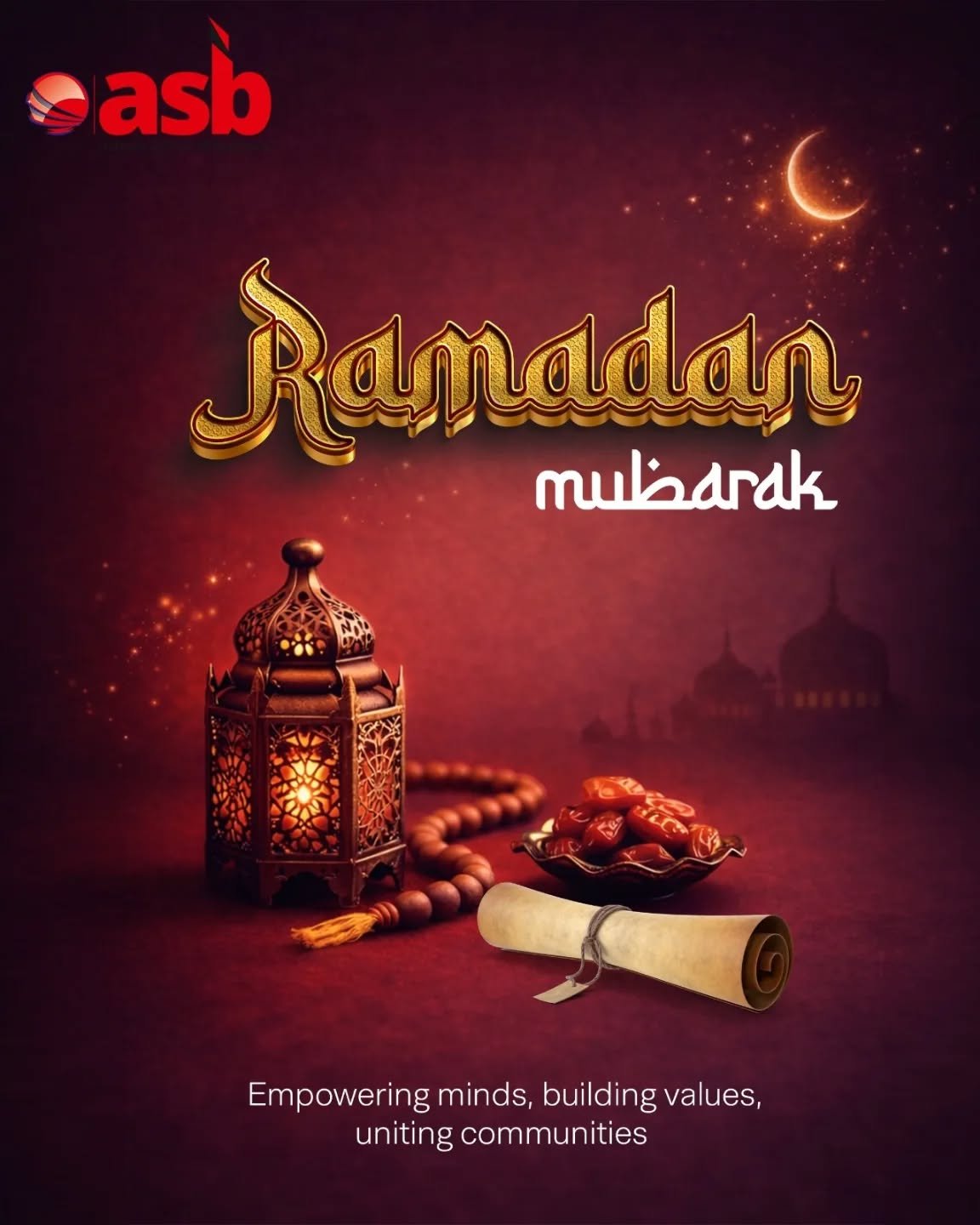 🌙✨ Ramadan Mubarak from ASB! ✨🌙

Empowering minds, building strong values, and uniting communities this blessed month. 🤲💛 

May this Ramadan inspire growth, compassion, and a deeper sense of purpose in every step. 📘🌟

Together, let’s learn, lead, and uplift one another.

📞 72079 39934 | 📧 info@theasb.in
🌐 www.asb.org.in
📍 NH65, near Ramoji Film City, Toopranpet, Hyderabad, Telangana 508252

#RamadanMubarak #ASB #EmpoweringMinds #BuildingValues #UnitingCommunities