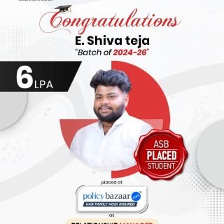 Big cheers to success and new beginnings! 🎉👏

Congratulations to E. Shiva Teja from the Batch of 2024–26 for securing an impressive 6 LPA package 💼💰 and getting placed as a Relationship Manager at PolicyBazaar! 🚀✨

Your dedication, hard work, and consistency have truly paid off. Wishing you continued growth and success in your professional journey! 🌟📈
Proud moment for ASB – shaping future leaders every day! 🎓🔥

📞 72079 39934 | 📧 info@theasb.in
🌐 www.asb.org.in
📍 NH65, near Ramoji Film City, Toopranpet, Hyderabad, Telangana 508252

#AshokaSchoolOfBusiness #ASBPlacements #StudentSuccess #PlacementSuccess #CareerGoals #FutureLeaders #CampusPlacements #ProudMoment #SuccessStory #6LPA #PolicyBazaar #RelationshipManager #DreamJob #Achievers #ASBFamily