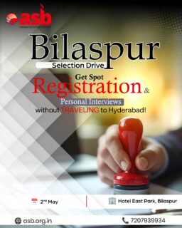 🎯 Your MBA Dream Starts Here!

Looking for a top B-School with strong placements and great ROI?
✨ ASB Hyderabad brings you a powerful opportunity to kickstart your management career!

📚 2-Year Full-Time PGDM Program
Set in a beautiful 32-acre green campus 🌿

💼 Highest Package: 14 LPA
📊 Industry-focused curriculum
🎓 Strong placement support & career growth

🚨 Big Opportunity Alert!
No need to travel to Hyderabad!

📍 Direct Selection Round – Bilaspur
🗓 Date: 2nd May
📌 Venue: Hotel East Park

🎯 Get access to:
✔ Spot Registration
✔ Personal Interview
✔ Instant Admission Guidance

💡 “This is not just a counselling session…
It’s your gateway to a successful management career.”

⏳ Limited seats available — Don’t miss out!

🔗 Register now:  https://forms.gle/XLpb8qQYtFJ4YgjYA

📞 72079 39934 | 📧 info@theasb.in
🌐 www.asb.org.in
📍 NH65, near Ramoji Film City, Toopranpet, Hyderabad, Telangana 508252

 #AshokaSchoolOfBusiness #ASBHyderabad #PGDM #MBAAdmission #ManagementStudies #HigherEducation #CareerGrowth #Placements #BusinessSchool #MBA2026 #AdmissionsOpen #BilaspurEvents #StudyMBA #FutureLeaders #EducationOpportunity #CareerSuccess