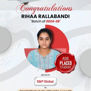 🎉🎓 Congratulations, RIHAA RALLABANDI! 🌟👏

We are proud to celebrate the remarkable achievement of RIHAA RALLABANDI from the Batch of 2024–26 on being placed at S&P Global as a Proprietary Data Services Analyst. 💼✨ Your dedication, perseverance, and hard work have earned you this well-deserved milestone, and we wish you continued success in your professional journey. 🚀

At Ashoka School of Business (ASB), we are committed to empowering students with industry-relevant knowledge, practical exposure, and exceptional placement opportunities that prepare them for successful careers. Here's to many more achievements and inspiring success stories! 🎓💙

📞 72079 39934 | 📧 info@theasb.in
🌐 www.asb.org.in
📍 NH 65, Near Ramoji Film City, Toopranpet, Hyderabad, Telangana 508252

#AshokaSchoolOfBusiness #ASB #PlacementSuccess #CampusPlacements #SPGlobal #ProprietaryDataServicesAnalyst #StudentAchievement #CareerSuccess #PGDM #FutureLeaders