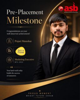 ✨ From Learning to Leading
A proud moment for the ASB community as Pujari Manohar takes a step closer to his professional journey with a Pre-Placement opportunity at Sidd’s Farm as a Marketing Executive.
Every achievement begins with preparation, perseverance, and the courage to take the next step.
Here’s to turning potential into performance and aspirations into meaningful careers. 🚀
Congratulations, Manohar! We wish you continued success ahead. 🌟
#ashokaschoolofbusiness #ASB #preplacement #careerjourney #studentsuccess IndustryReady ProfessionalJourney CampusToCorporate ProudMoment