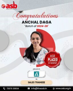 🎉👏 Congratulations to Anchal Daga on this wonderful achievement! 🌟

Your placement as a Sales Trainee is a proud milestone and the beginning of an exciting professional journey. Wishing you continued success, confidence, and growth as you take this important step toward a bright future. 🚀💼

At Ashoka School of Business (ASB), we are proud to shape future professionals with industry-focused education, practical learning, and strong placement support. Here's to many more success stories and career milestones! 🎓✨ 

📞 72079 39934 | 📧 info@theasb.in
🌐 www.asb.org.in
📍 NH 65, Near Ramoji Film City, Toopranpet, Hyderabad, Telangana 508252

#ASB #AshokaSchoolOfBusiness #PlacementSuccess #StudentAchievement #CampusPlacement #CareerSuccess #FutureLeaders #SalesTrainee #HigherEducation #PlacementDrive #Congratulations #CareerGoals #SuccessStory #ProfessionalGrowth #ASBPride