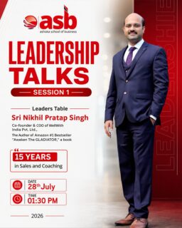 Great leaders don’t just inspire—they spark transformation. ✨
Tomorrow marks the beginning of another enriching learning experience at Ashoka School of Business as we kick off the first session of our Leadership Talks series.
An afternoon filled with powerful ideas, practical insights, and meaningful conversations awaits our students. Looking forward to an engaging session with Nikhil Pratap @wellwith.nikhil and an opportunity to learn from his experiences.
See you tomorrow! 🚀
#asbhyderabad #leadershiptalks #learnleadexcel #FutureManagers #ManagementEducation LeadershipMindset CareerGrowth StudentSuccess BusinessSchool TomorrowAtASB