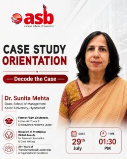 Decode the Case. Discover the Leader in You. 🧩📚
Our students had the privilege of attending an insightful Case Study Orientation Session led by Dr. Sunita Mehta, Dean, School of Management, Kaveri University, Hyderabad.
With over 28 years of transformational leadership experience, a distinguished academic career, and a background as a Former Flight Lieutenant in the Indian Air Force, Dr. Mehta shared practical insights into case-based learning, critical thinking, and strategic decision-making.
The session empowered students to approach real-world business challenges with confidence and analytical thinking.
A heartfelt thank you to Dr. Sunita Mehta for an engaging and inspiring session.
#asbhyderabad #casestudy #managementeducation #businessschool #FutureLeaders Leadership CriticalThinking LearningBeyondClassroom PGDM BBA StudentDevelopment